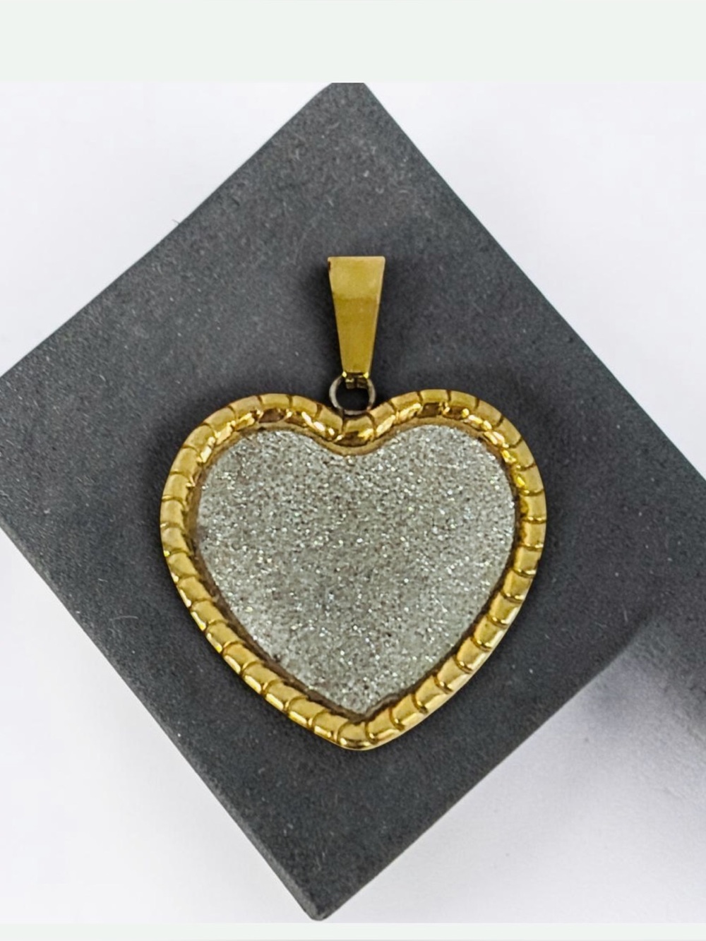 Two-tone Golden Silver Heart-shaped Pendant . Chain not included.